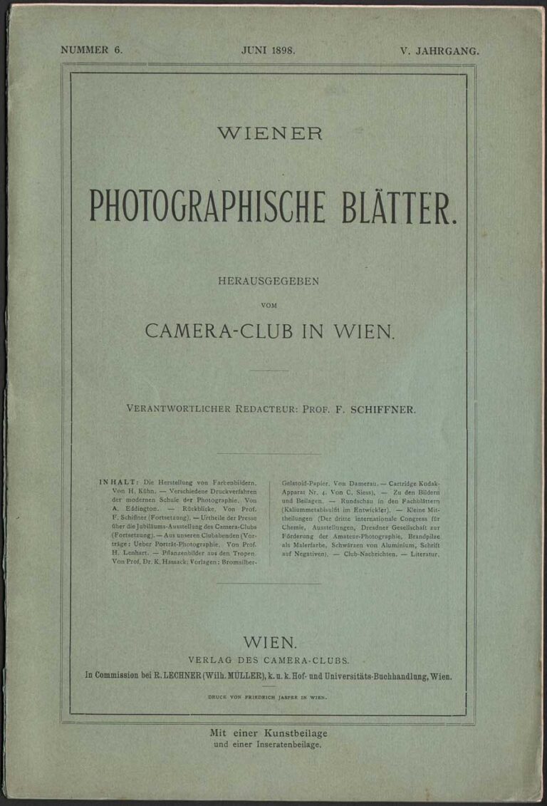 Cover: Wiener Photographische Blätter 1898