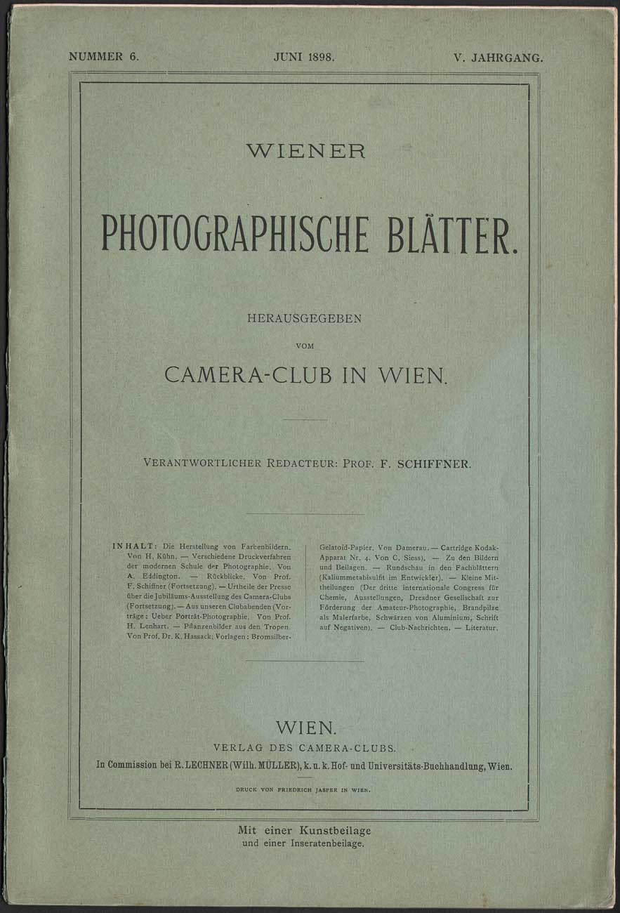 Cover: Wiener Photographische Blätter 1898
