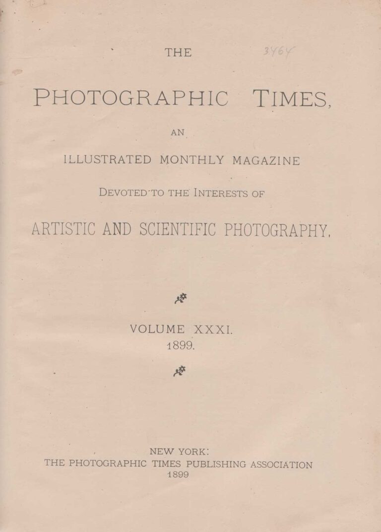 Title page: The Photographic Times: 1899
