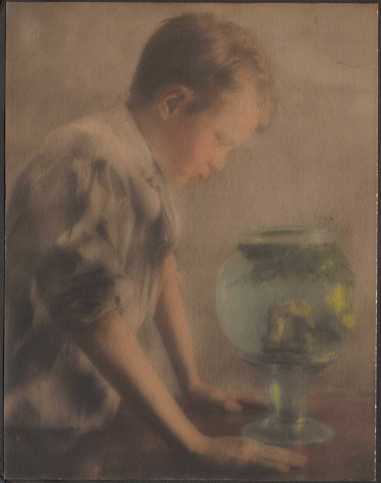 Child Gazing in Fish Bowl