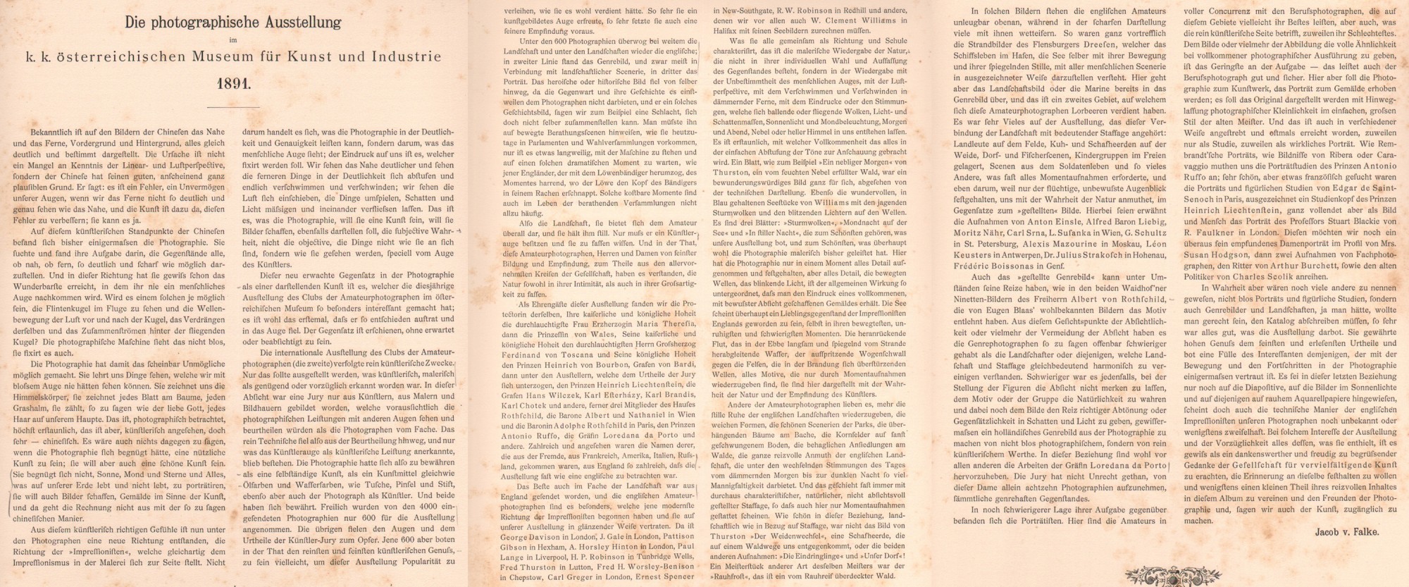 Künstlerischer Theil : Jacob von Falke