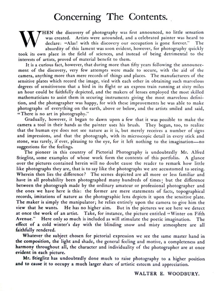 Walter E. Woodbury: Concerning The Contents