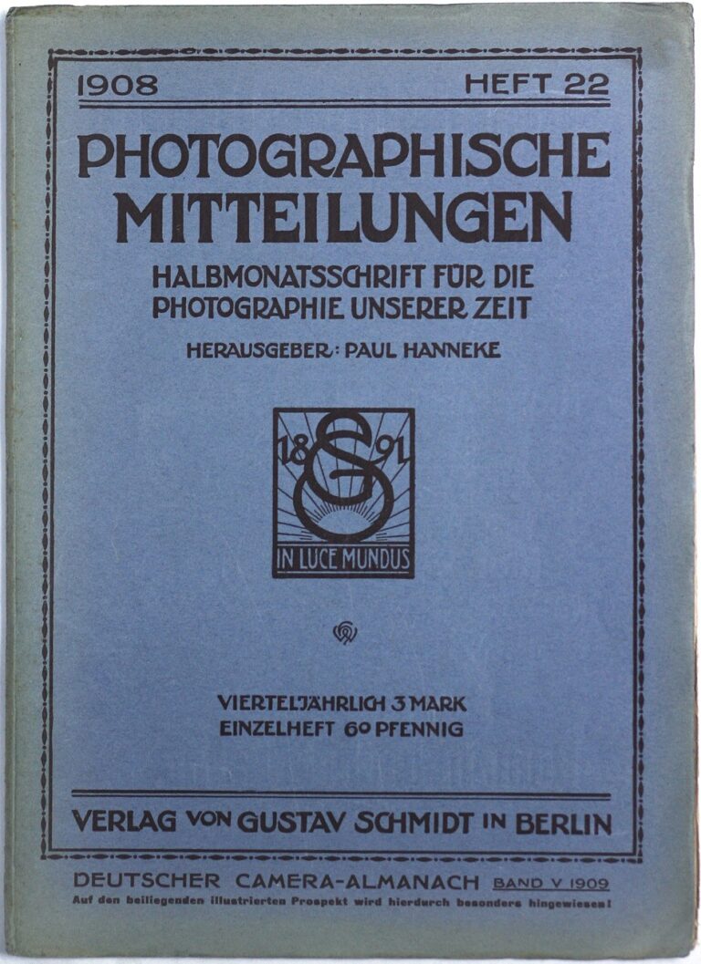 Journal Cover: Photographische Mitteilungen 1908