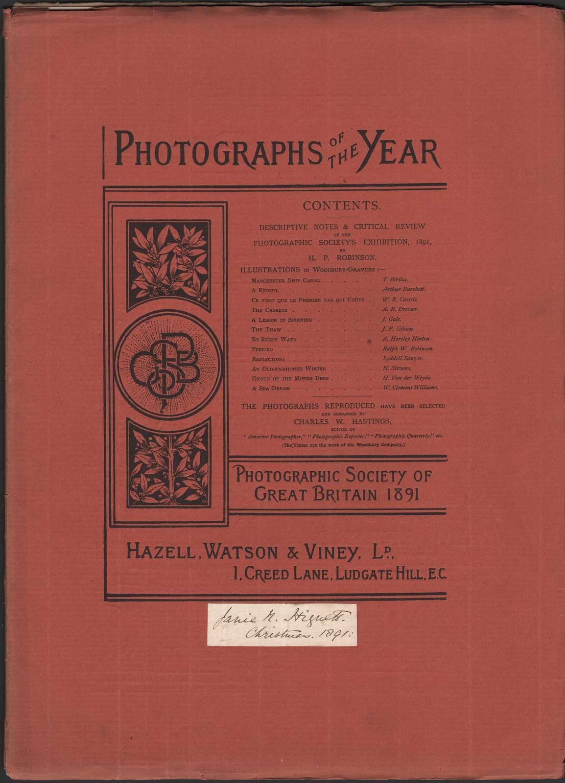 Cover: Photographs of the Year 1891