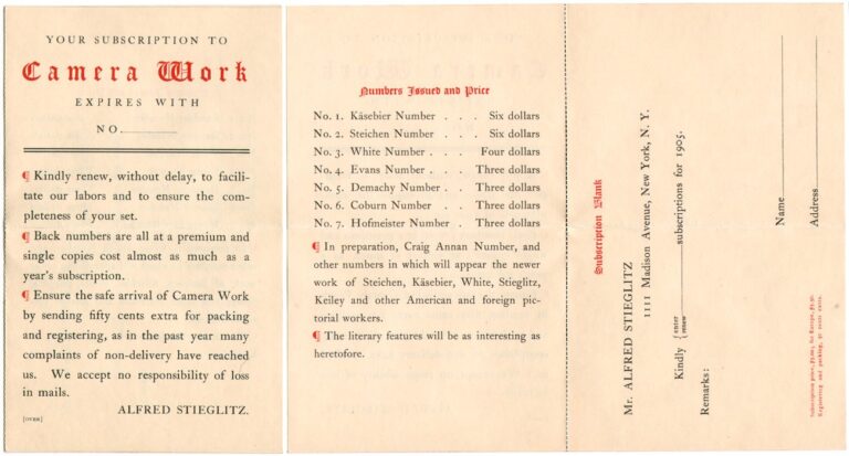 Camera Work Subscription Form