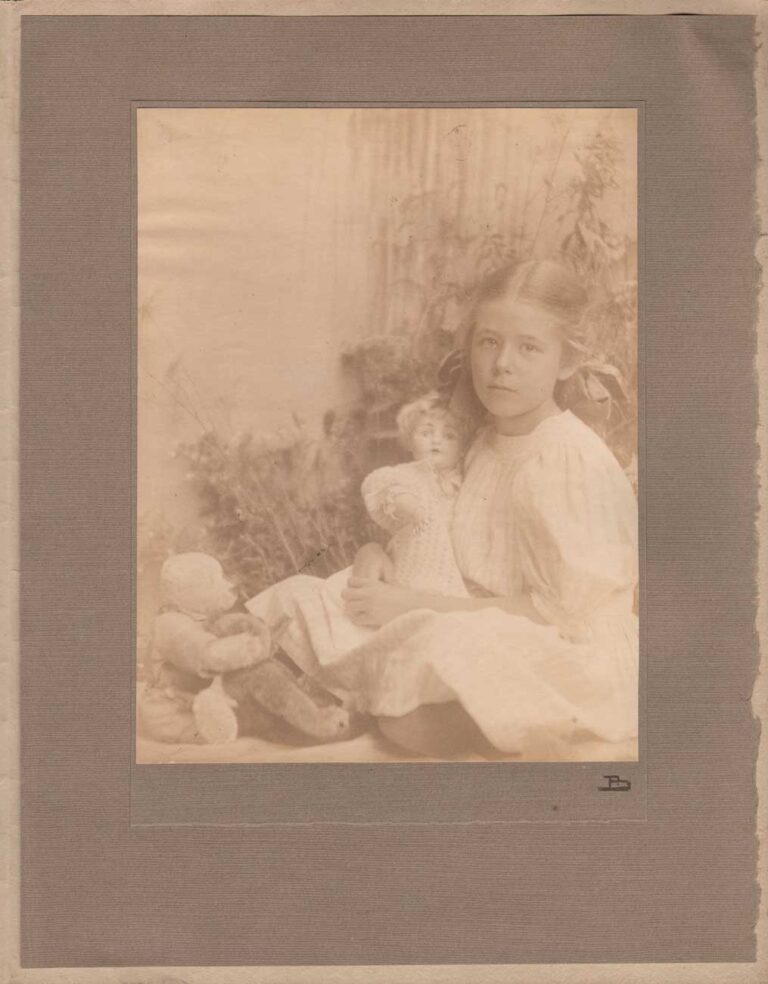 Girl with Doll & Teddy Bear