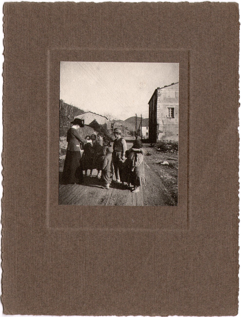 Woman Greets Italian Village Children