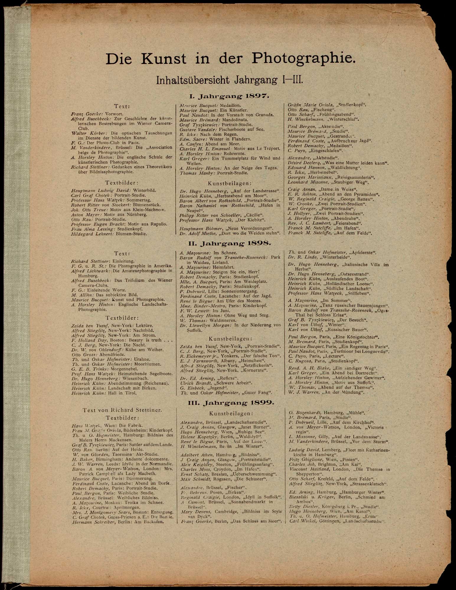 Contents page: Volumes 1-3 ( 1897-1899 )