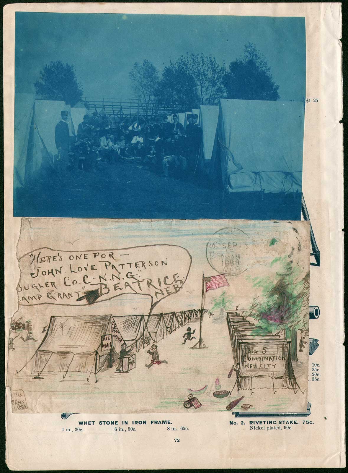 Nebraska National Guard Folk Art Envelope & Cyanotype
