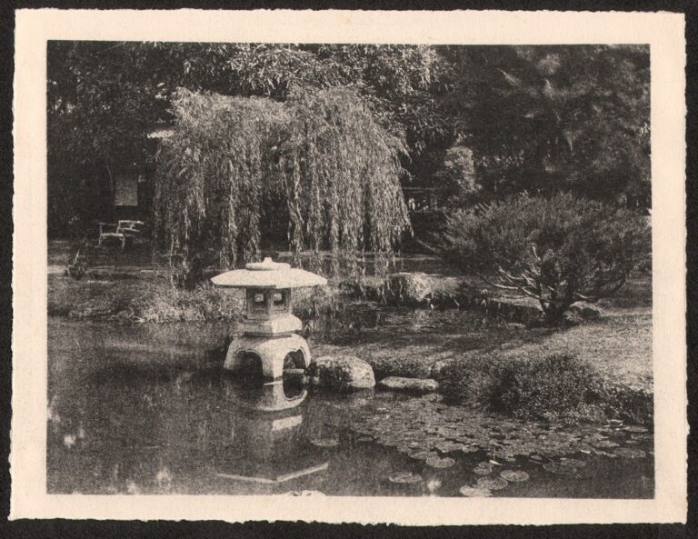 Japanese Tea Garden Pond with Stone Lantern