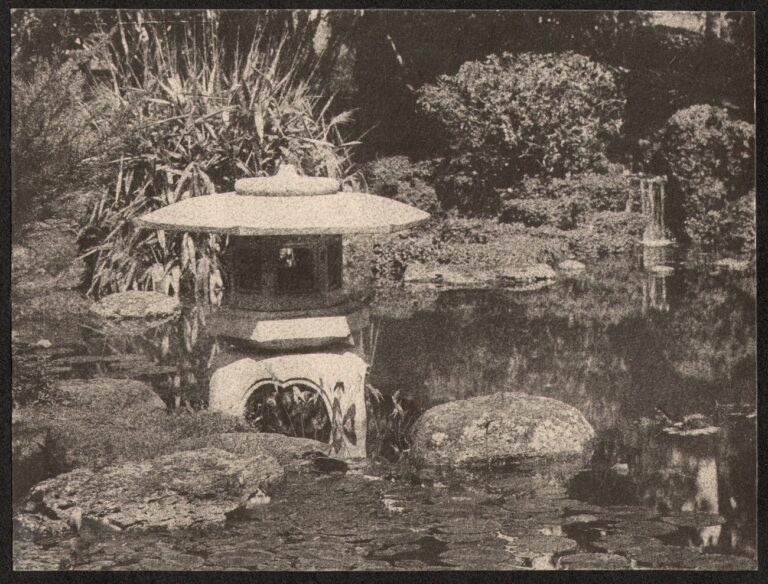 Japanese Tea Garden Pond with Stone Lantern