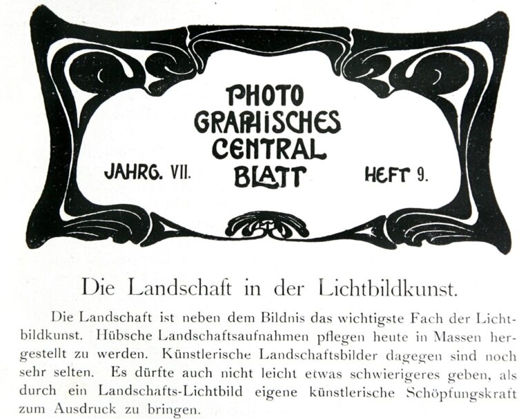 Artistic Landscape Photography: Photographisches Centralblatt,  May 1901