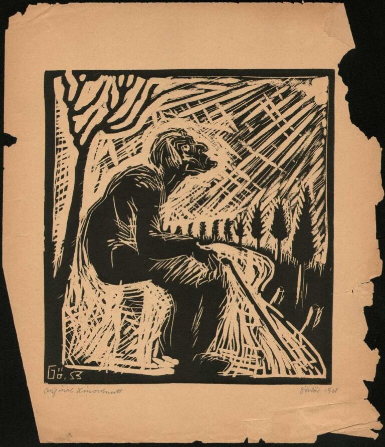 Old man turned towards an Explosion of Light