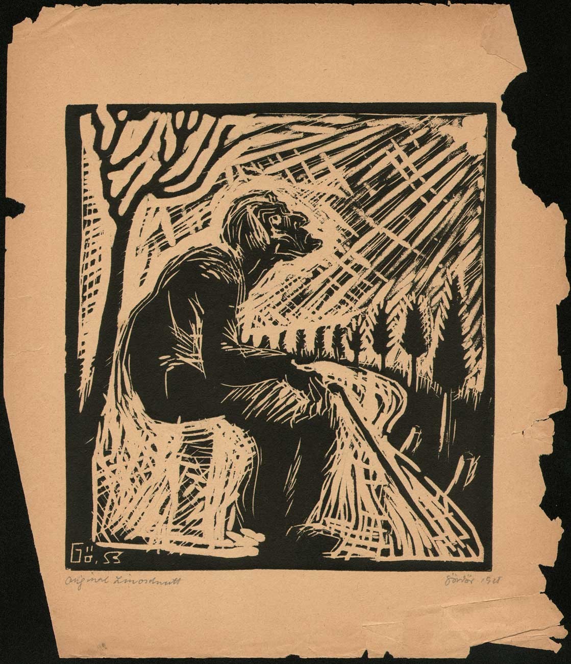 Old man turned towards an Explosion of Light