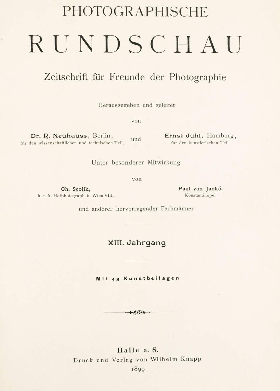 Title page:  Photographische Rundschau- 1899