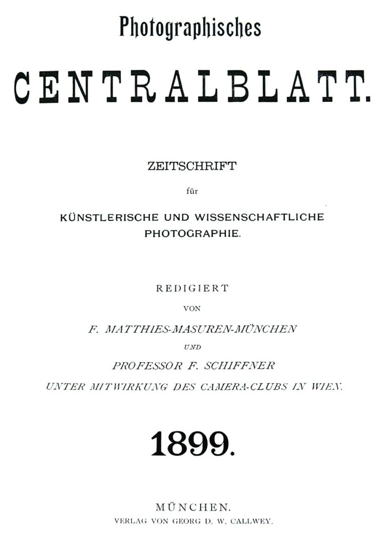 Title page:  Photographisches Centralblatt- 1899