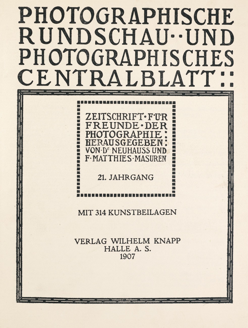 Title page: Photographische Rundschau- 1907