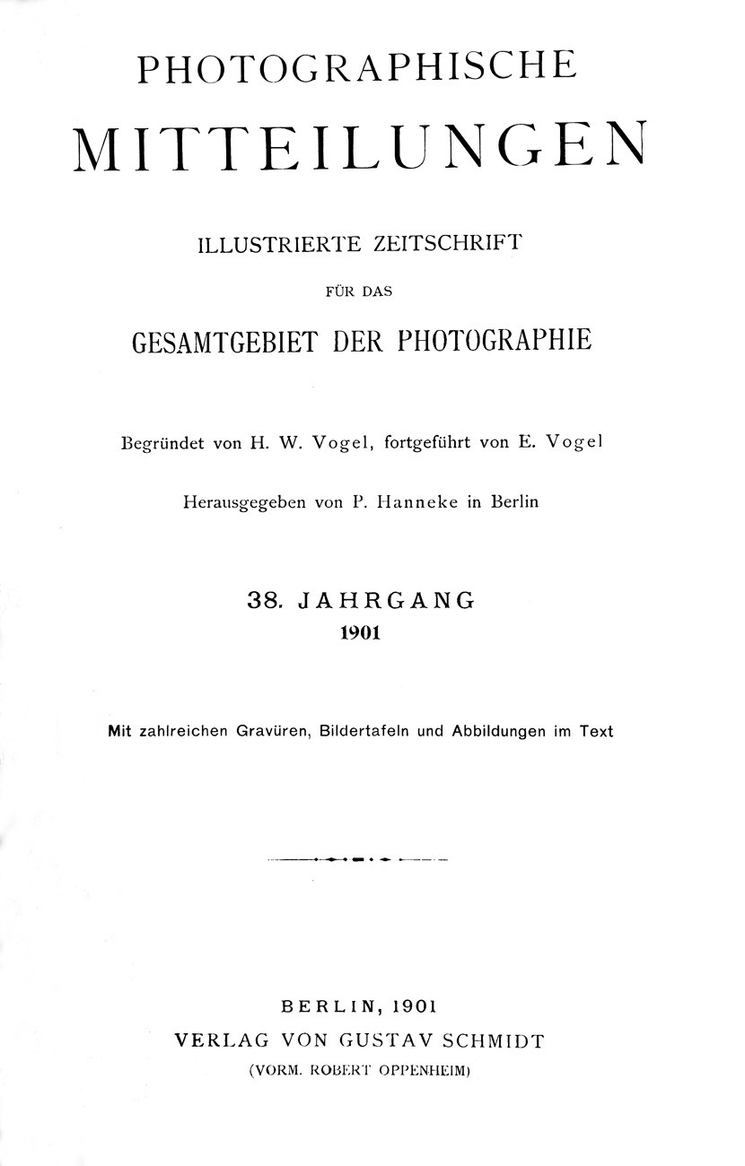 Title page:  Photographische Mitteilungen- 1901