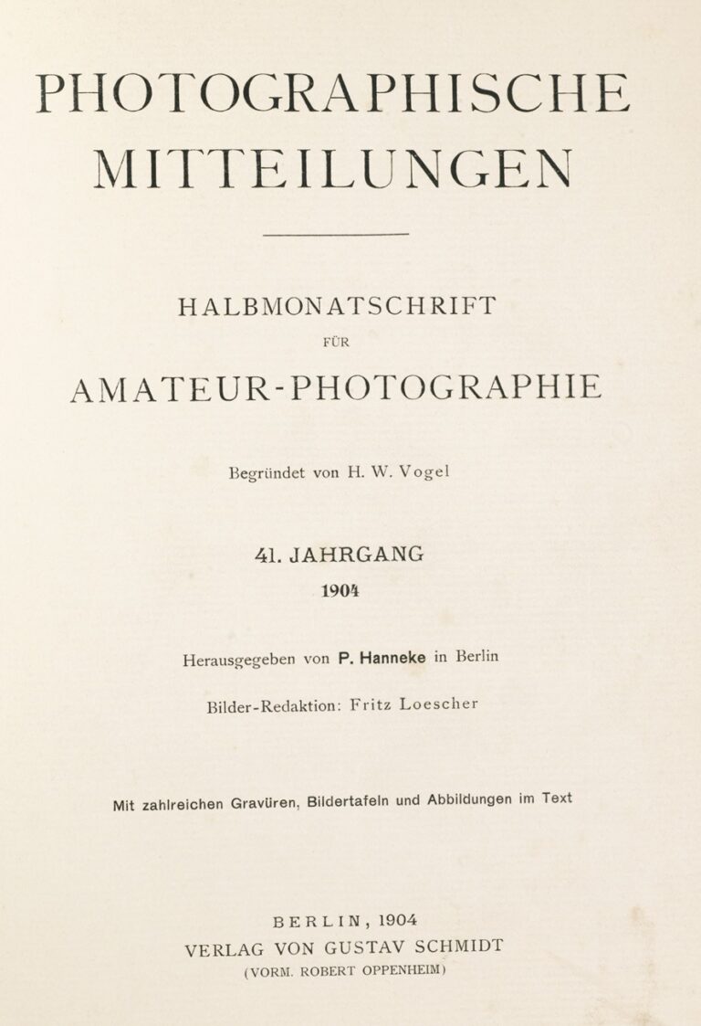 Title page:  Photographische Mitteilungen- 1904