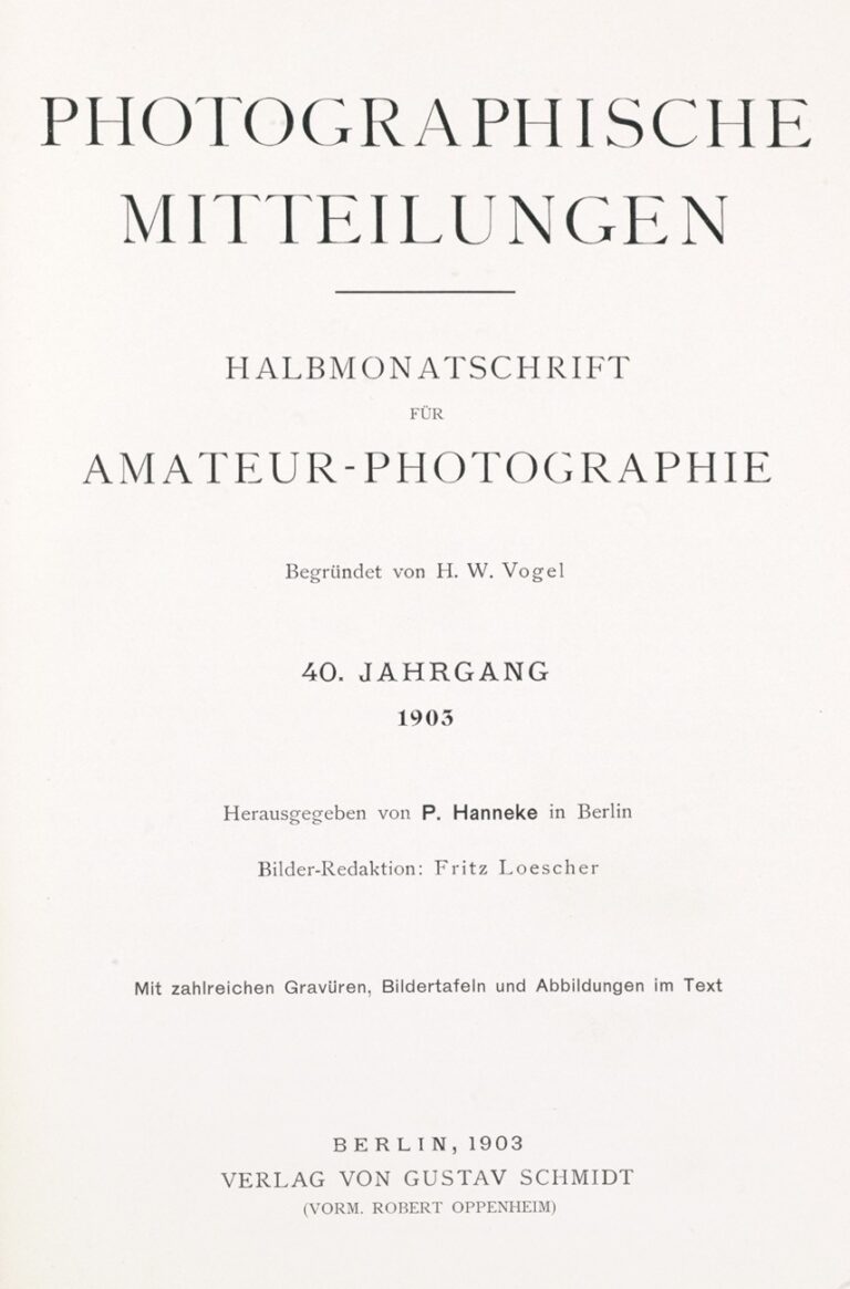 Title page:  Photographische Mitteilungen- 1903