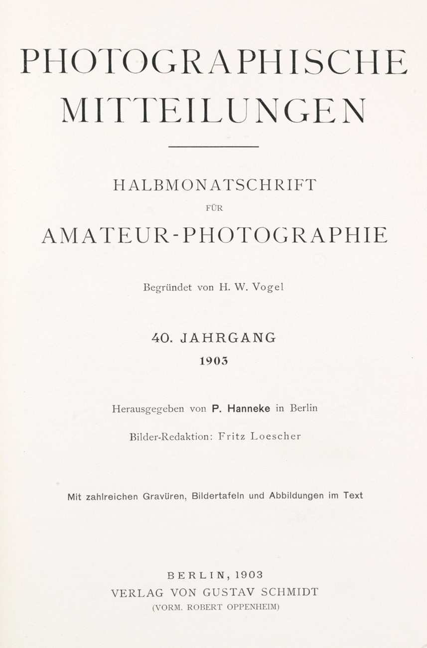 Title page:  Photographische Mitteilungen- 1903