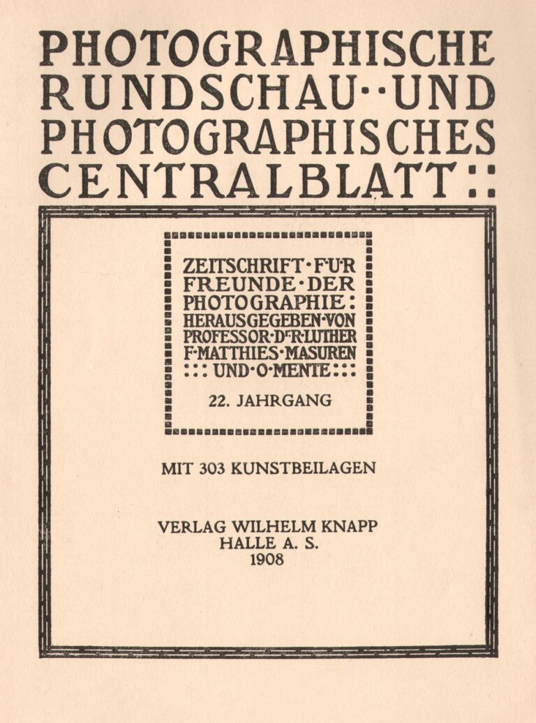 Title page:  Photographische Rundschau- 1908