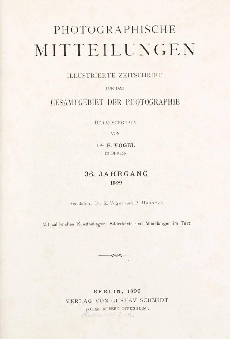 Title page:  Photographische Mitteilungen- 1899