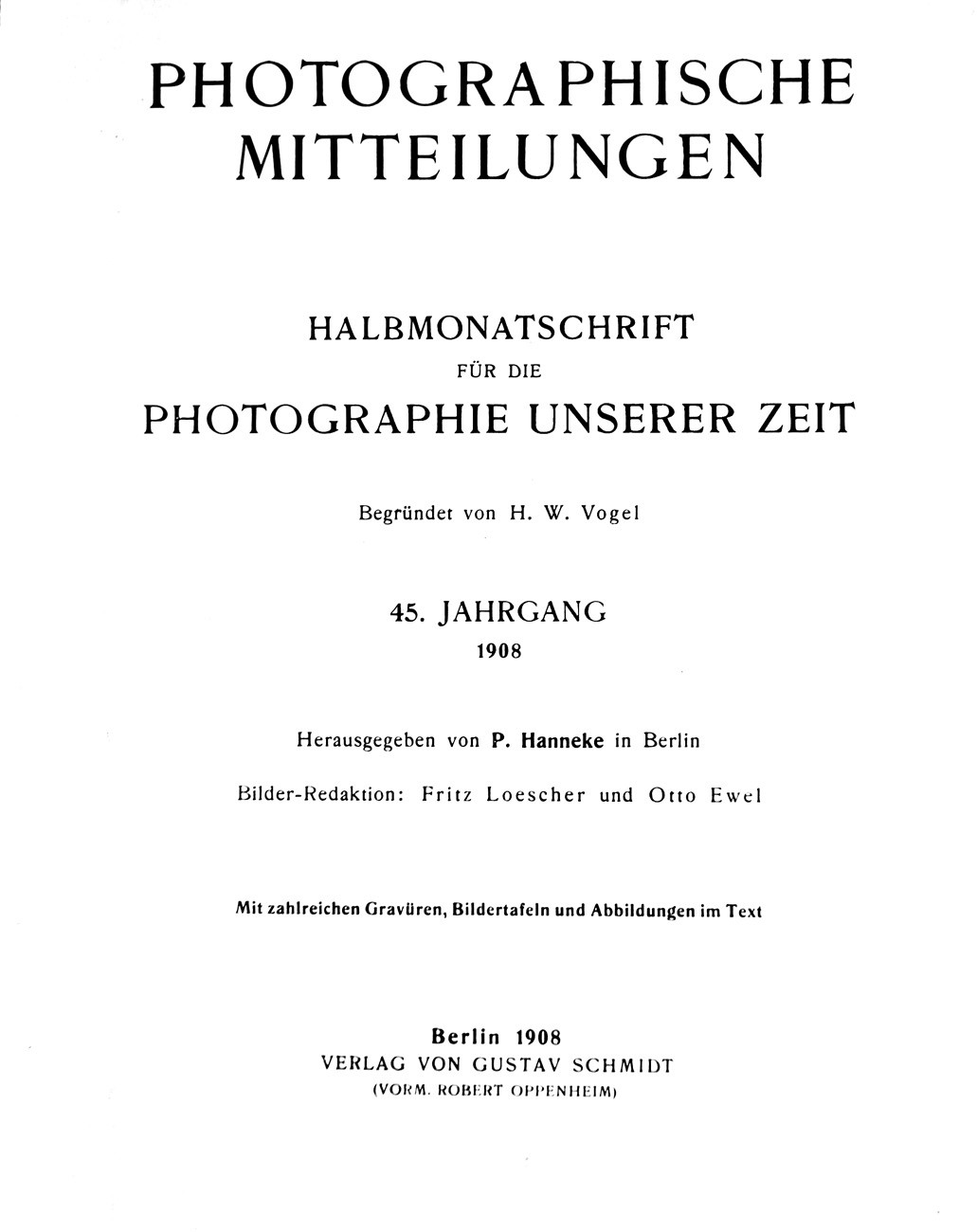 Title page:  Photographische Mitteilungen- 1908