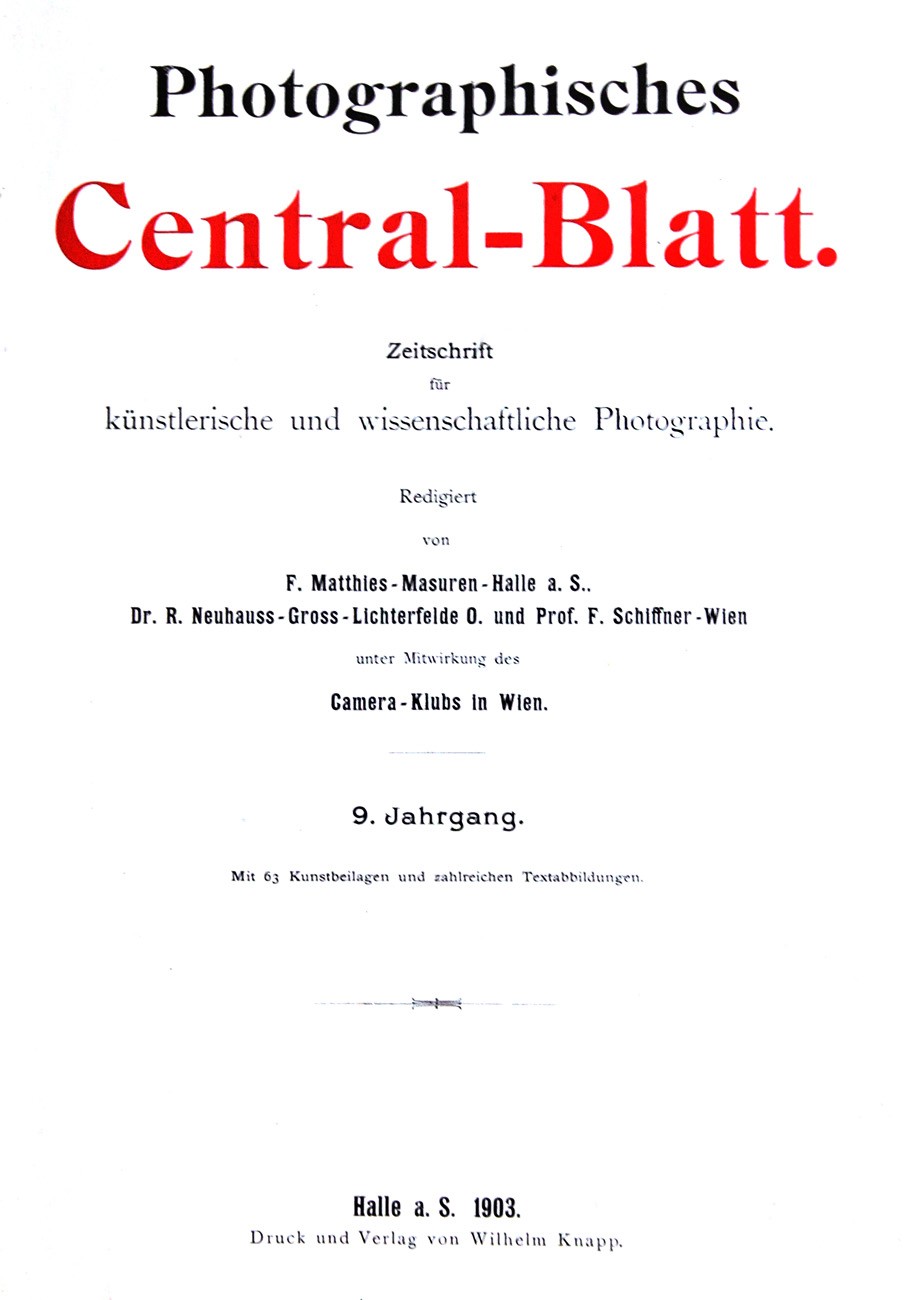 Title page:  Photographisches Centralblatt- 1903