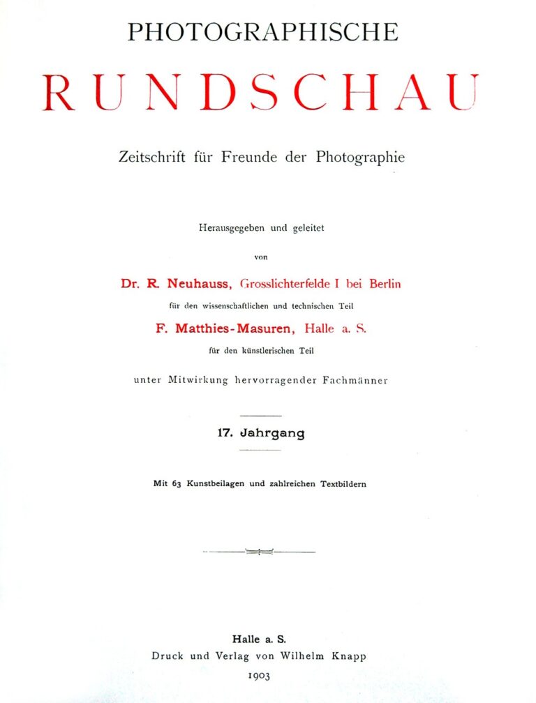 Title page:  Photographische Rundschau- 1903
