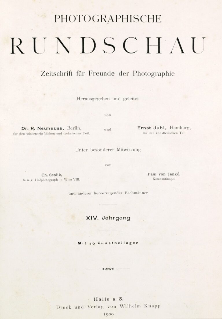 Title page:  Photographische Rundschau- 1900