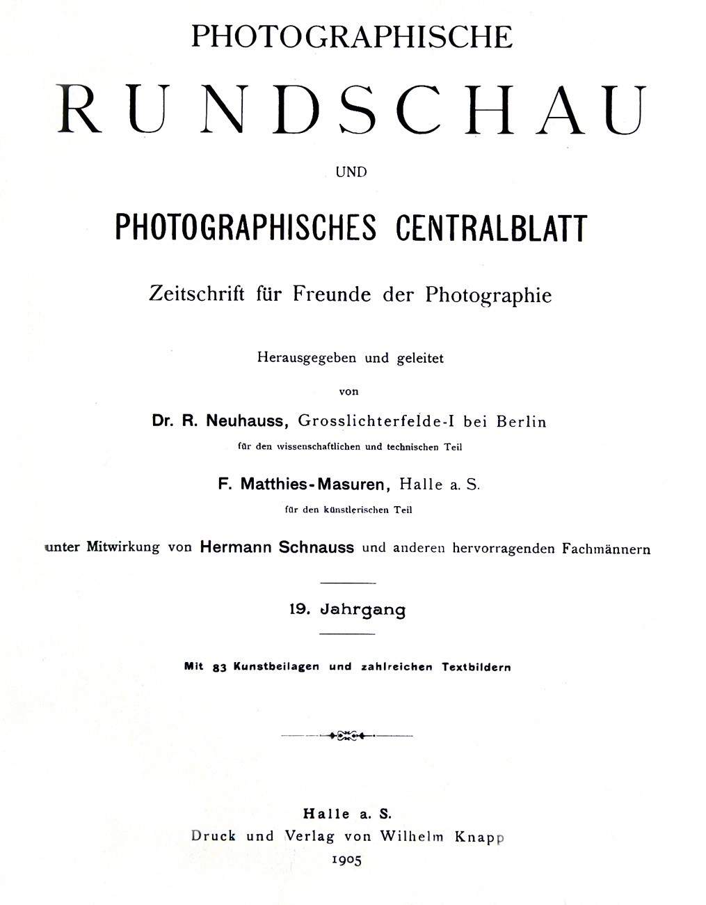 Title page: Photographische Rundschau- 1905