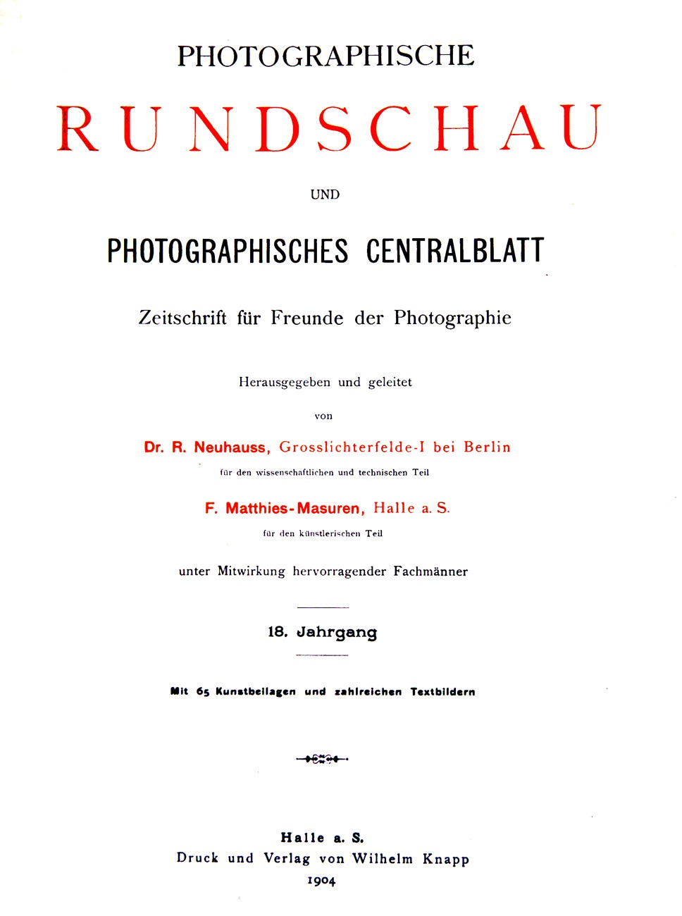 Title page: Photographische Rundschau- 1904