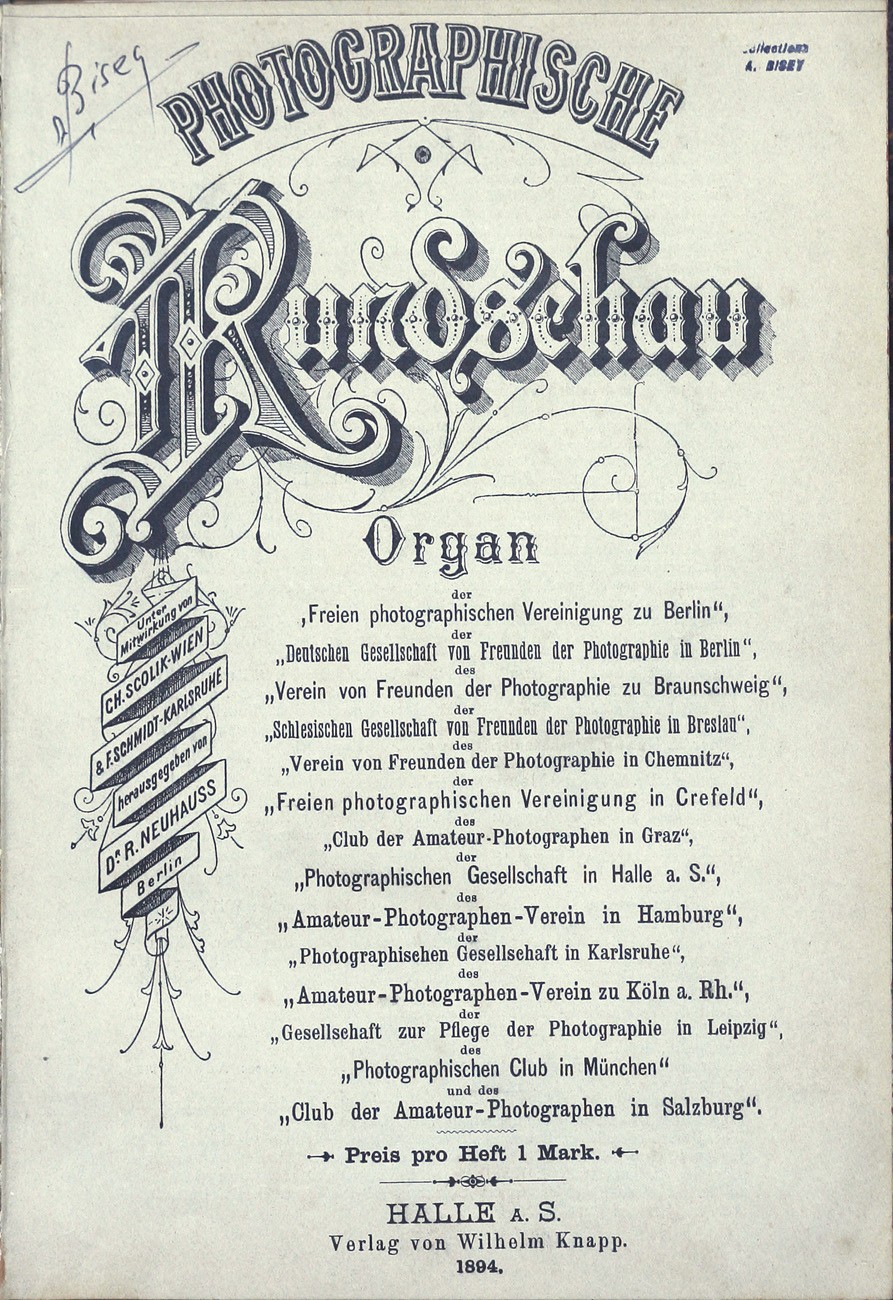 Journal cover:  Photographische Rundschau- 1894