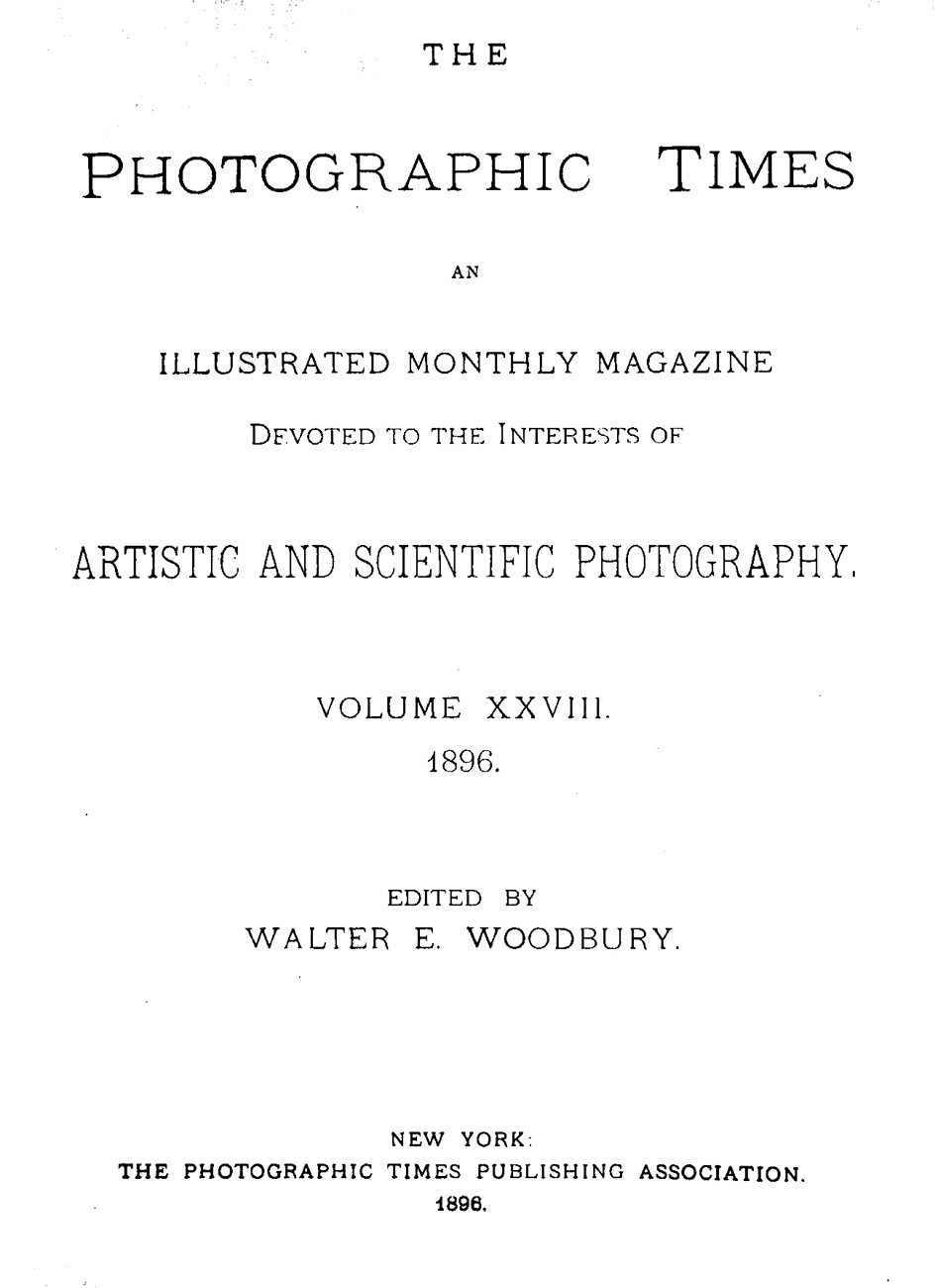Title Page: The Photographic Times: 1896
