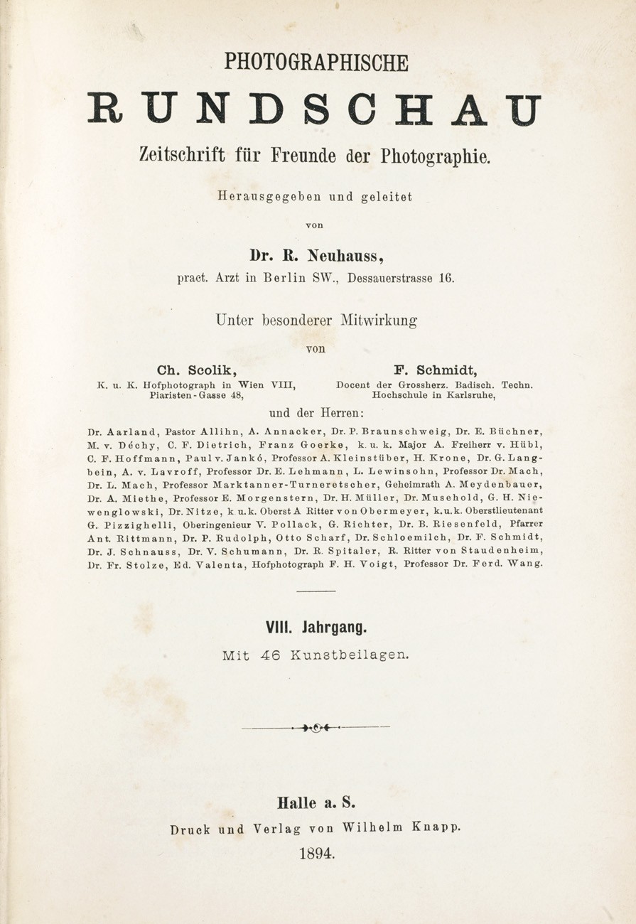 Title page:  Photographische Rundschau- 1894