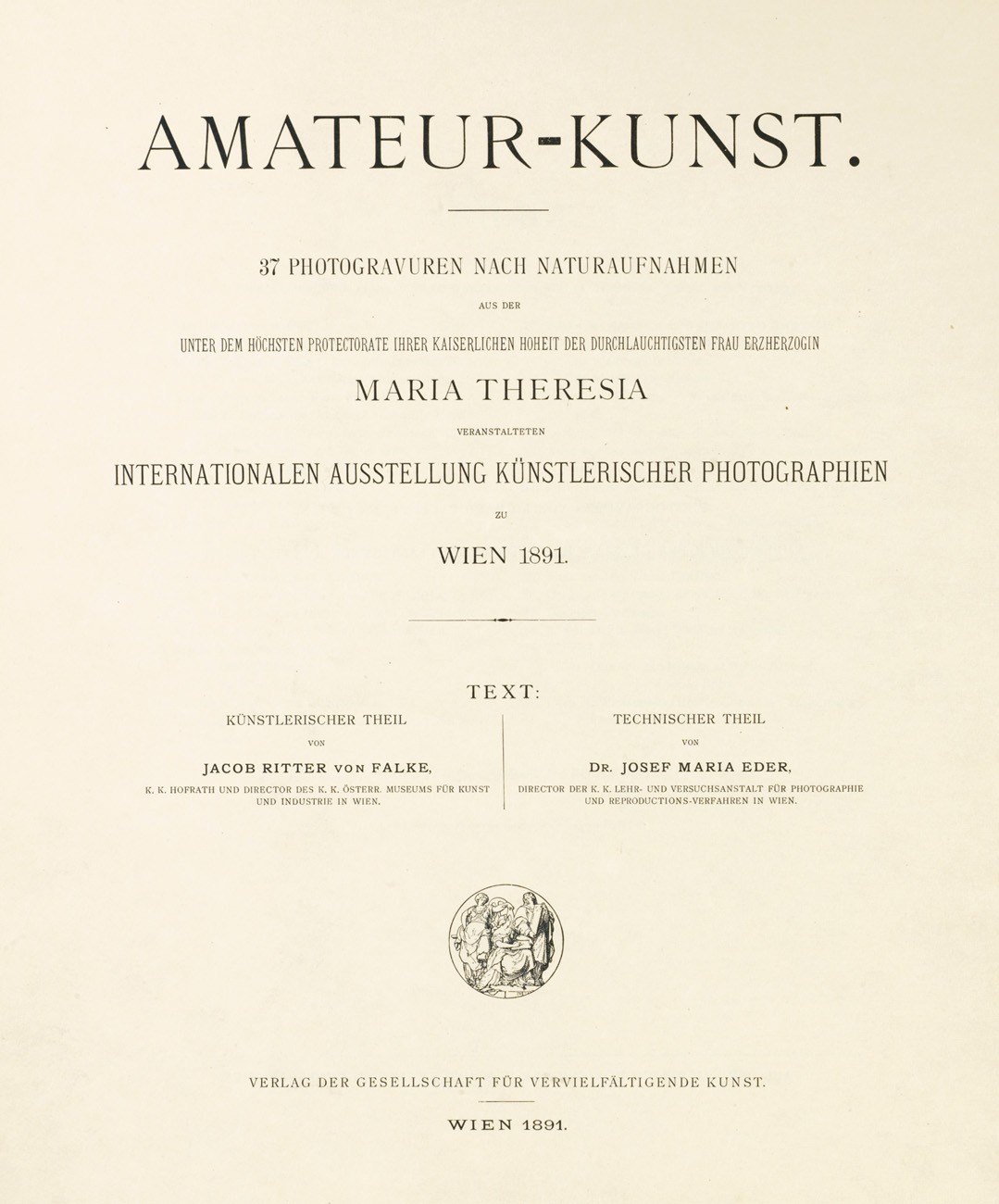 Title Page: 1891 Vienna Exhibition