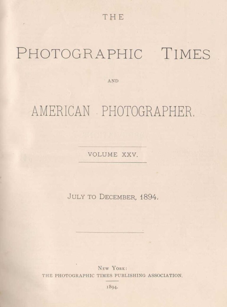 Title Page: The Photographic Times: 1894: July-December