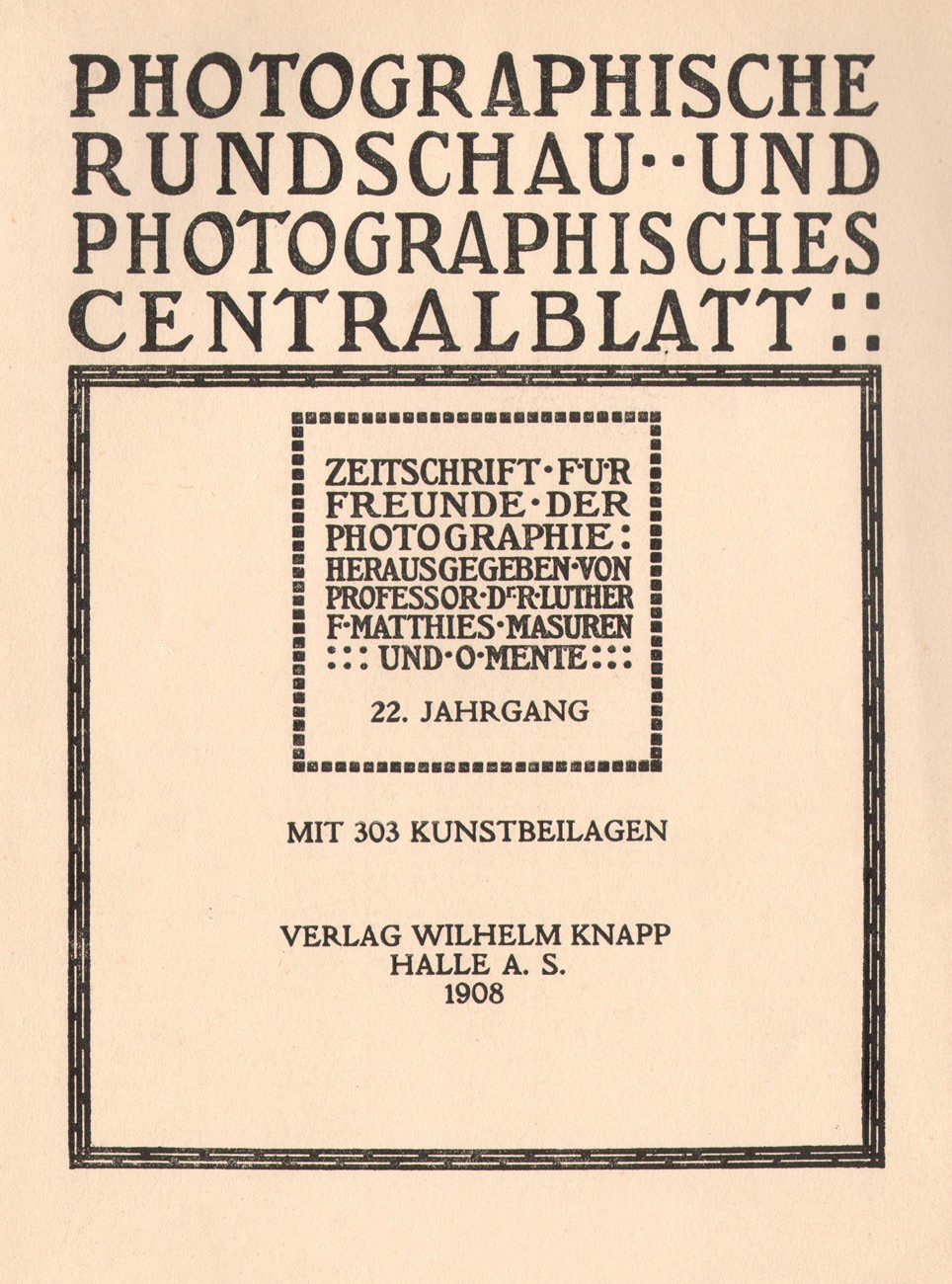 Title page:  Photographische Rundschau- 1908