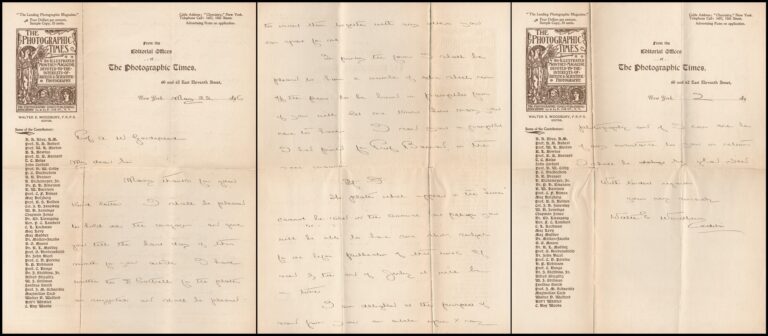 Letter:  Photographic Times editor Walter E. Woodbury to A.W. Goodspeed