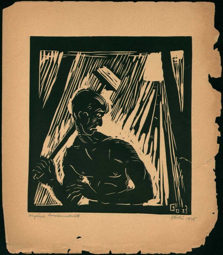 Worker in an Explosion of Light