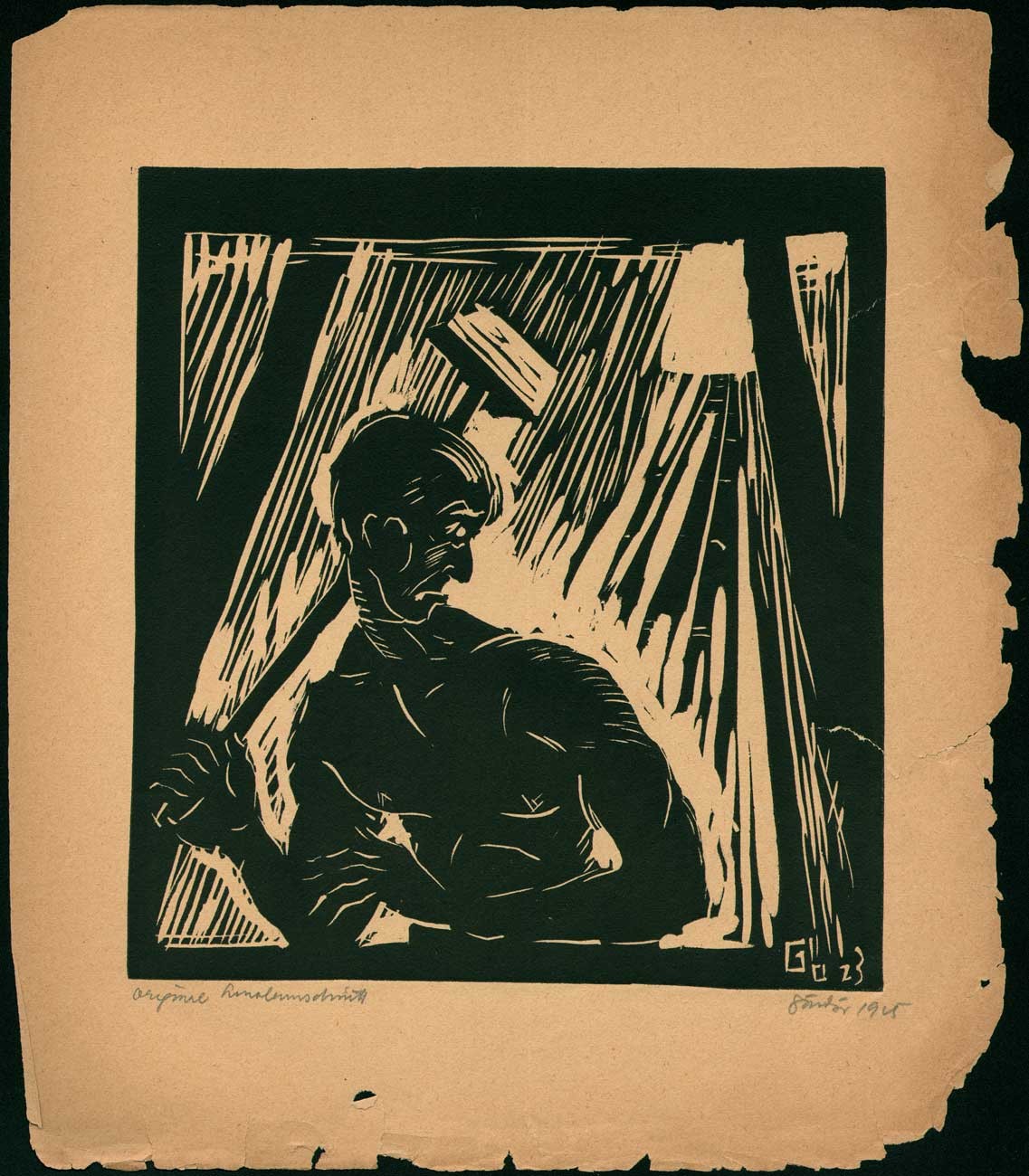 Worker in an Explosion of Light